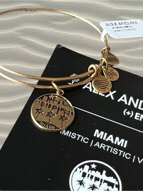 Alex and Ani Gold Miami Skyline Charm Bangle
